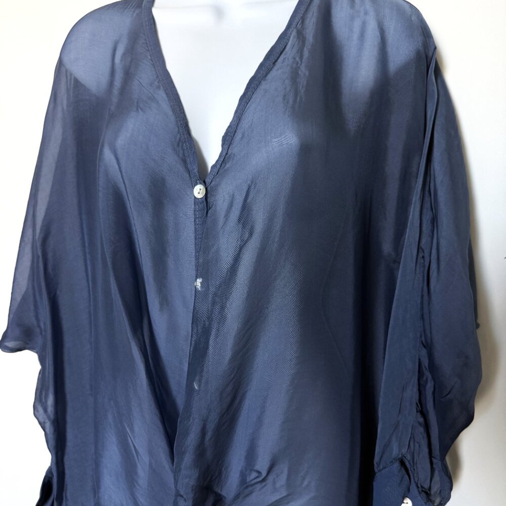 Scandal Blouse Women's Blue Bracelet Sleeve Size L Made in Italy